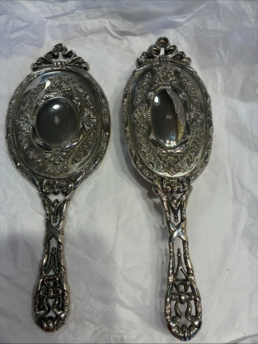 Vintage Heavy Silver Plated Vanity Set